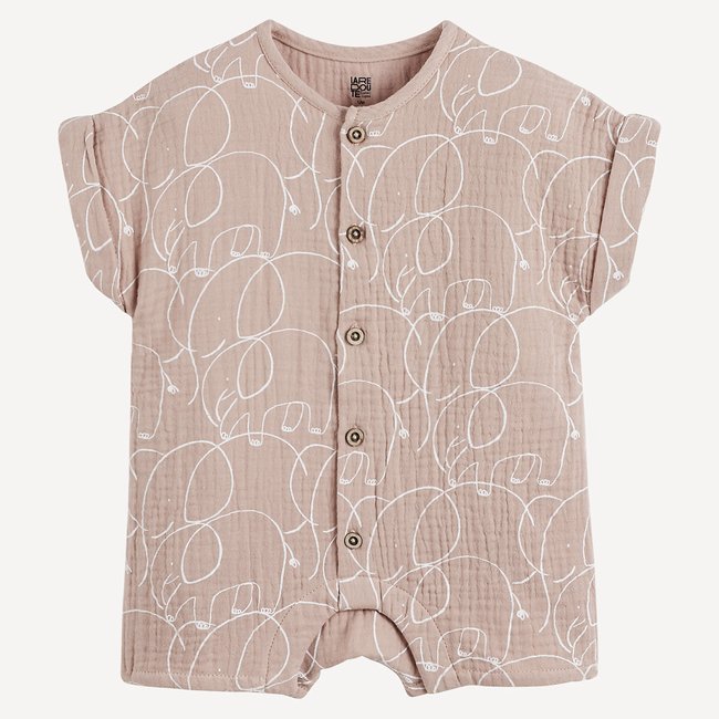 Combishort imprimé éléphants en gaze de coton assortis <span itemprop=