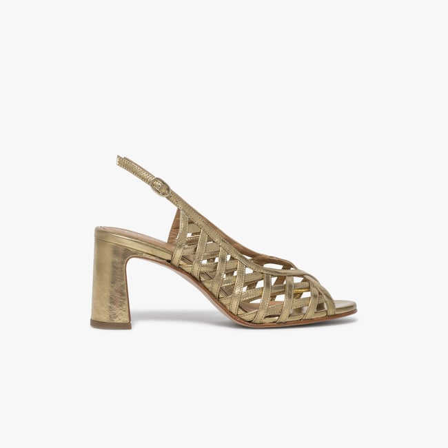 Sandale À Talon en cuir THERESA or <span itemprop=