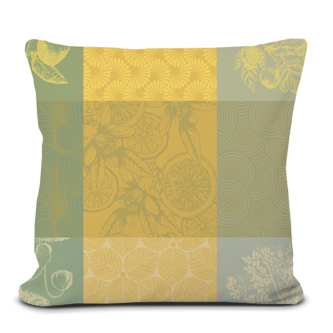 Housse de coussin pur coton MILLE PARFUMS limoni <span itemprop=
