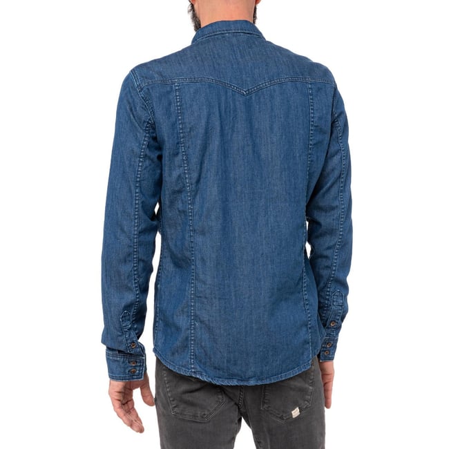 CHEMISE MIXTE VINTAGE bleu <span itemprop=