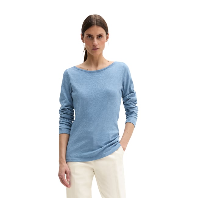 T-shirt long U-Boot DfC regular en qualité Organic Cotton bleu moyen <span itemprop=