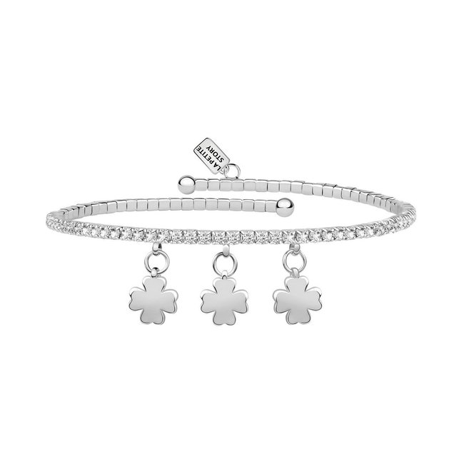 Bracelet en laiton et cristal argent et blanc <span itemprop=
