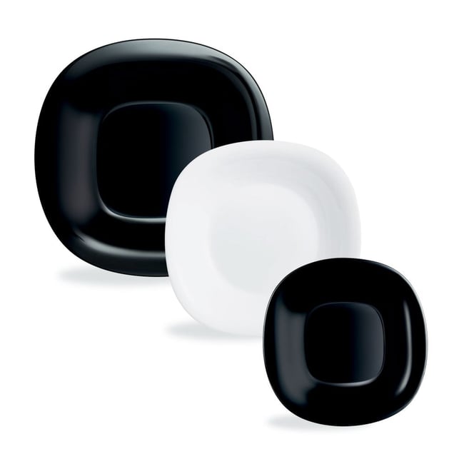 Service de table 18 pièces -CARINE Couleur noir <span itemprop=