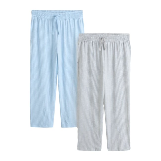 Bas de pyjama en jersey, lot 2 bleu/gris <span itemprop=