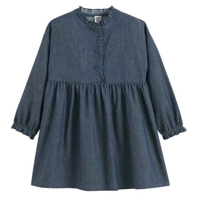 Lightweight Denim Dress with Long Sleeves, denim, LA REDOUTE COLLECTIONS