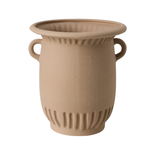 Vase antique céramique déco beige 23 cm - SIOREN Couleur marron <span itemprop=