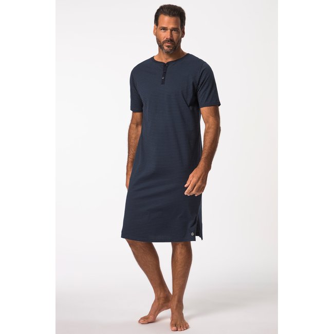 Chemise de nuit à rayures henley - jusqu'au bleu marine <span itemprop=
