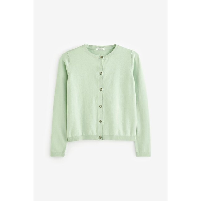 Cardigan à manches longues et col rond vert menthe <span itemprop=