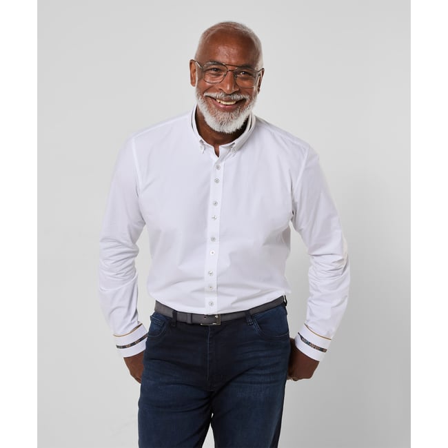 Chemise Chic à Col Créatif blanc <span itemprop=