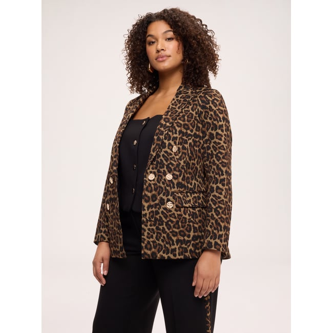 Blazer croisé imprimé marron <span itemprop=