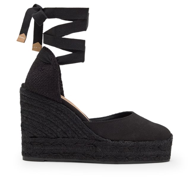 Espadrilles compensées à lacets avec plateforme tressée CARINA EXTRA PLATFORM noir <span itemprop=