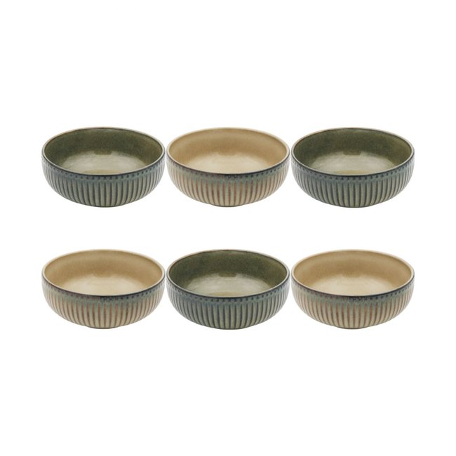 Lot de 6 assiettes creuses, TERRALHA Couleur beige <span itemprop=