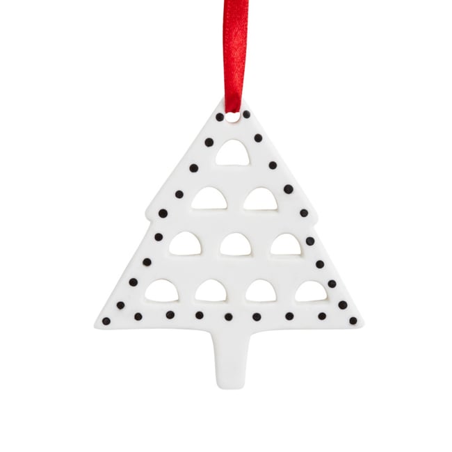 Suspension décoratif sapin de noël en grès H9 Couleur blanc <span itemprop=