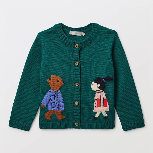 Cardigan tricot brodé sage <span itemprop=