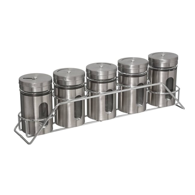 Support 5 pots à épices Couleur argent <span itemprop=
