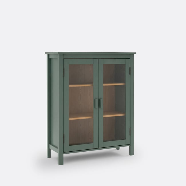 Vitrine basse, Alvina Couleur vert eucalyptus <span itemprop=