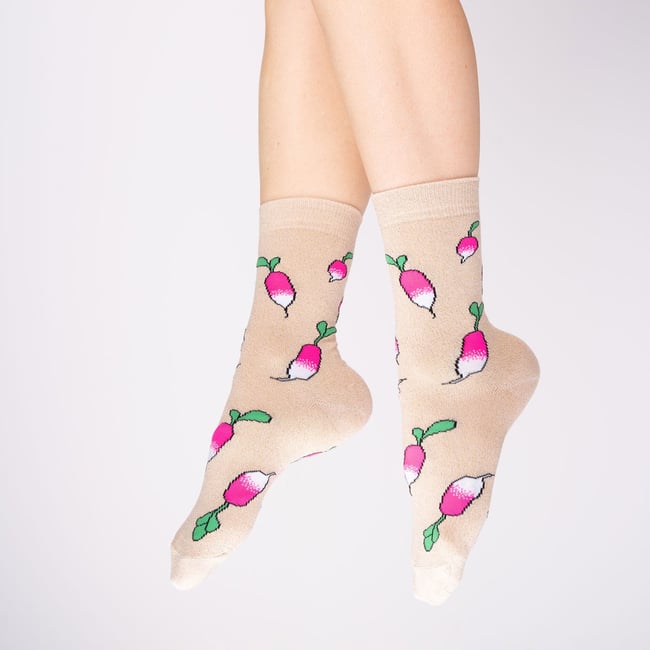Chaussettes à paillettes RADIS beige à paillettes avec radis <span itemprop=
