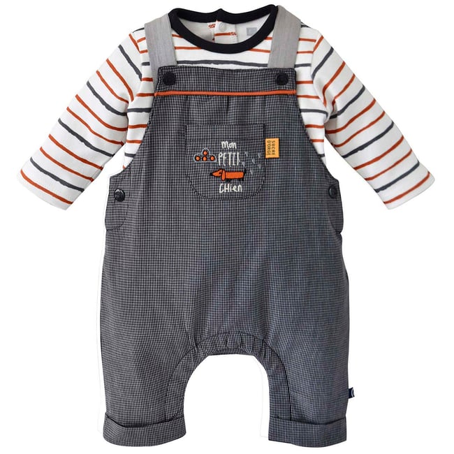 Ensemble salopette boris gris <span itemprop=
