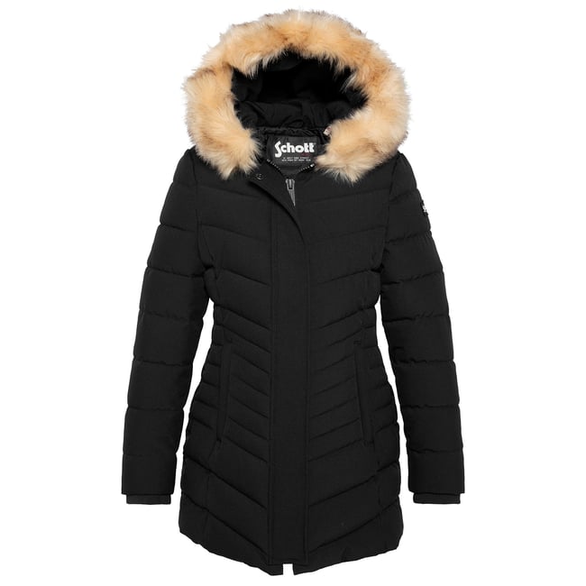 Parka mi-longue à capuche avec imitation fourrure amovible - SCHOTT