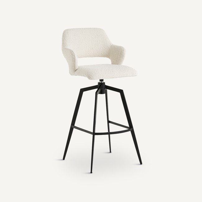 Fauteuil de bar pivotant bouclette, Asyar Couleur craie <span itemprop=
