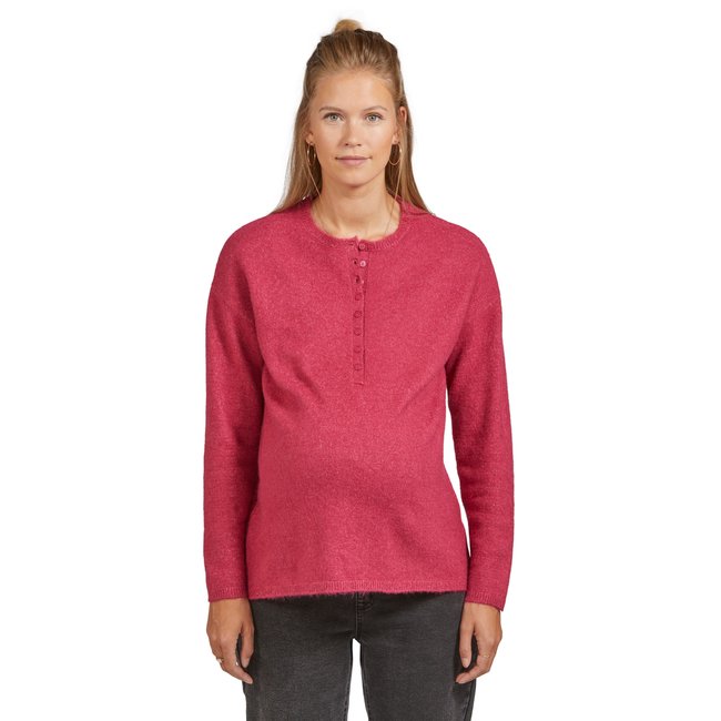 Pull col tunisien grossesse et allaitement fuschia <span itemprop=