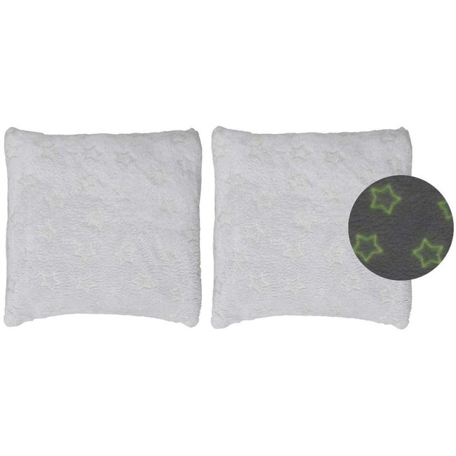Coussin avec étoiles phosphorescentes 40 cm (Lot de 2) gris clair <span itemprop=