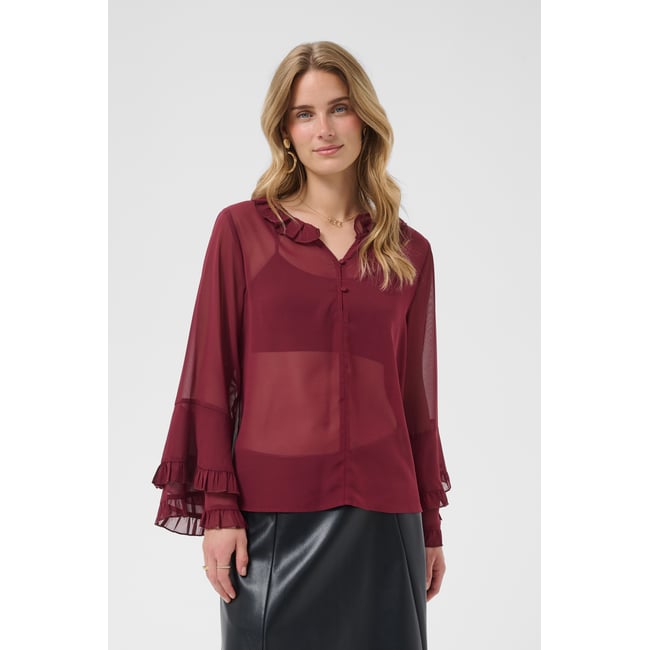 Blouse à manches courtes rouge cabernet <span itemprop=