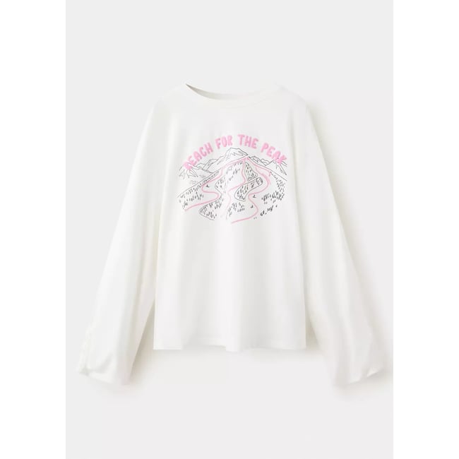 T-shirt 100 % coton imprimé blanc cassé <span itemprop=