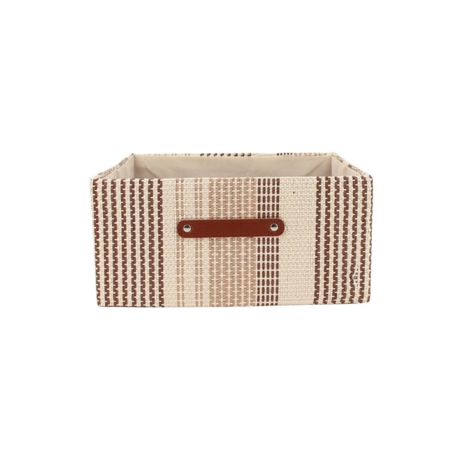Demi panier cube en tissage papier 31x31x15cm Couleur beige <span itemprop=