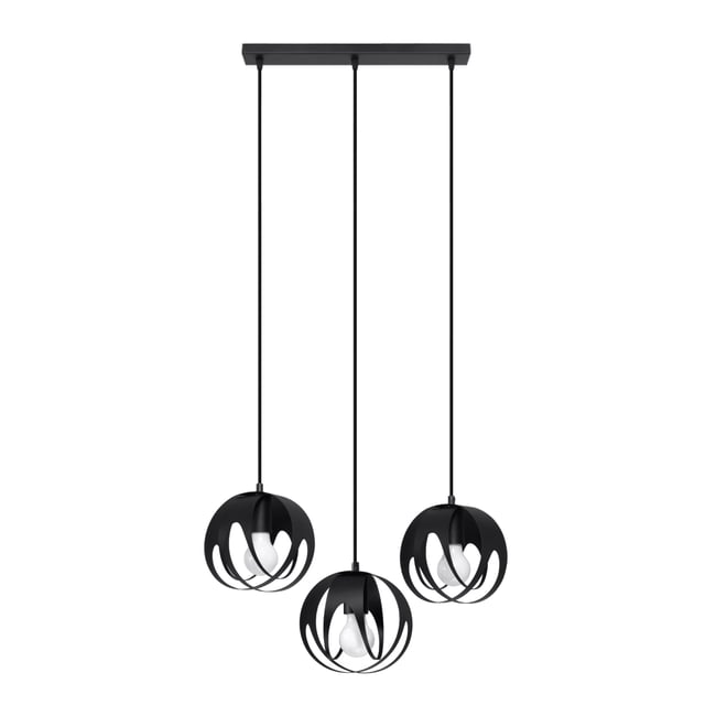 Suspension Acier Noir E27 3 Tulos Line Couleur noir <span itemprop=