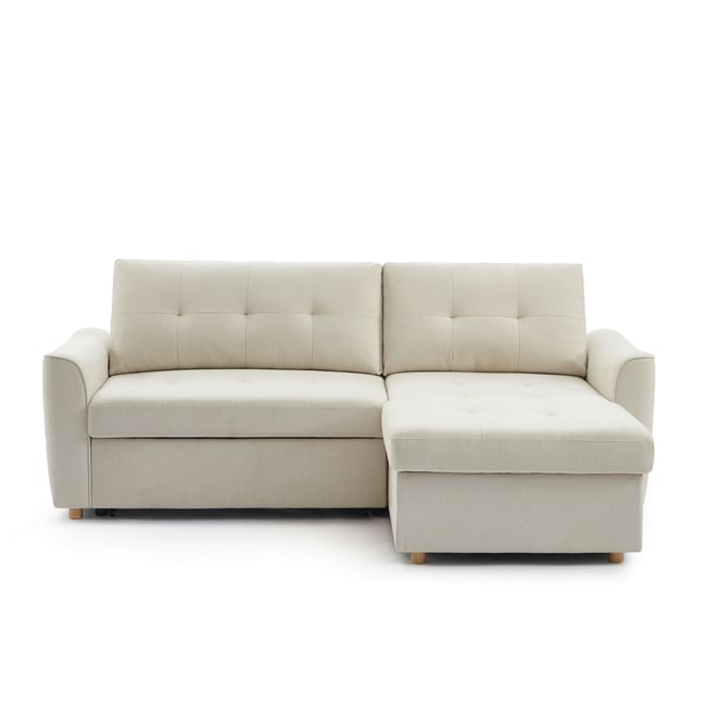 Canapé d'angle convertible tissu  TAMARA Couleur beige <span itemprop=