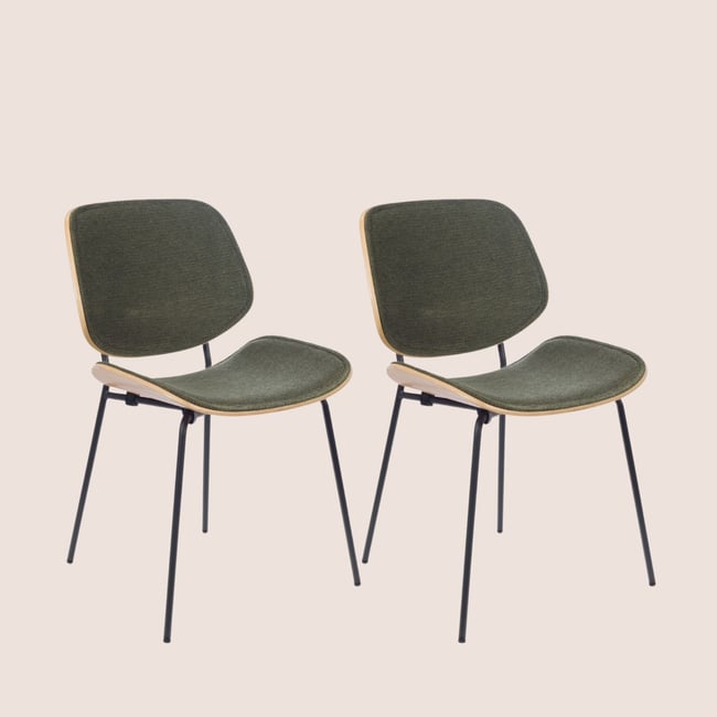 Chaises rétro en chêne et tissu (lot de 2) - ELLEA - HELLIN, DEPUIS 1862