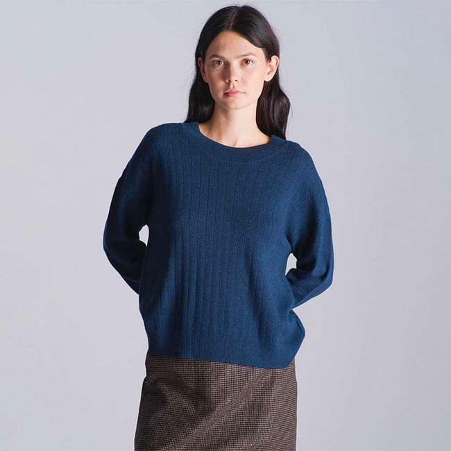 Pull en laine mérinos MATHEO indigo <span itemprop=
