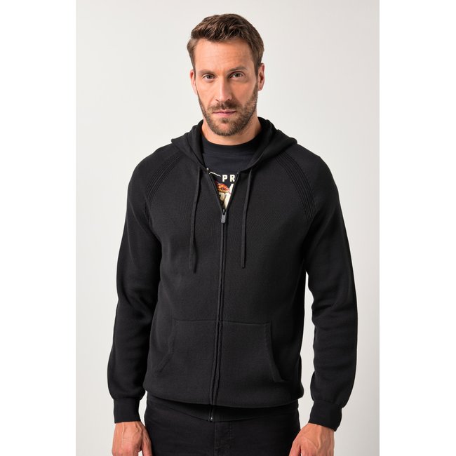 Cardigan en maille élastique noir <span itemprop=