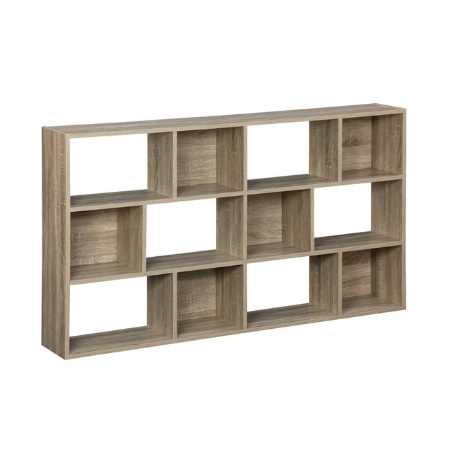 Etagère bibliothèque décor bois 3 étagères 12 compartiments PIETER - SWEEEK