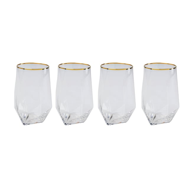 Lot de 4 verres à eau à bordure, DIAMOND Couleur or <span itemprop=