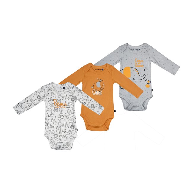 Lot de 3 bodies rudy manches longues gris <span itemprop=