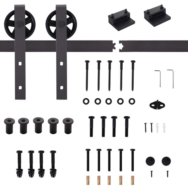 Kit de porte coulissante système galandage acier brun Couleur marron <span itemprop=