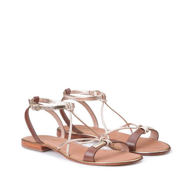 Hirondel Leather Sandals, tan/gold-coloured, LES TROPEZIENNES PAR M BELARBI