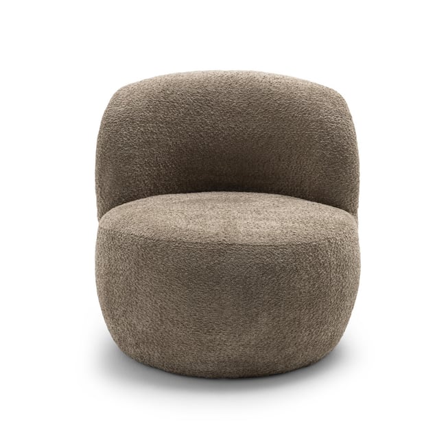 Fauteuil rond en tissu bouclette- MO Couleur taupe <span itemprop=