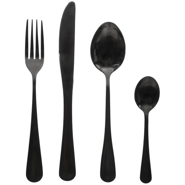 Ménagère 16 pièces en acier inoxydable noir SHADOW Couleur noir <span itemprop=