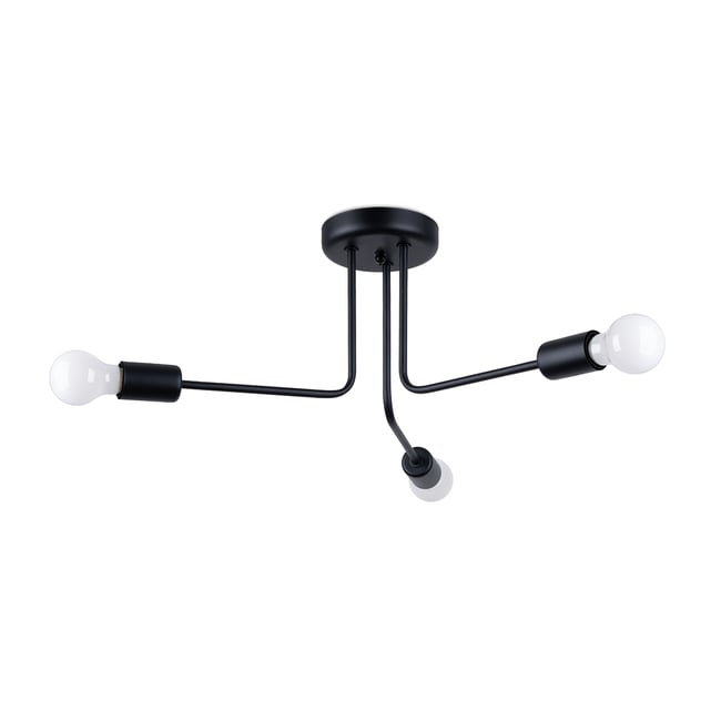 Lustre Acier Noir E27 3 Norah Couleur noir <span itemprop=