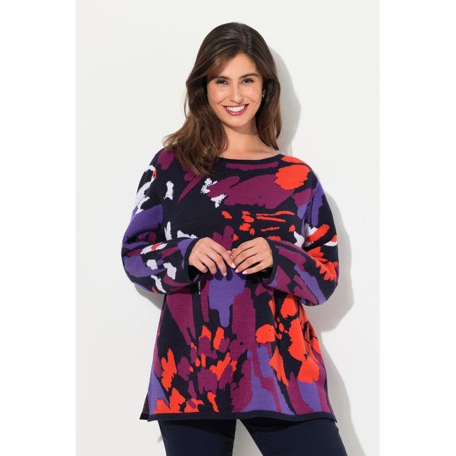 Pull motif Jacquard, encolure bateau marine <span itemprop=