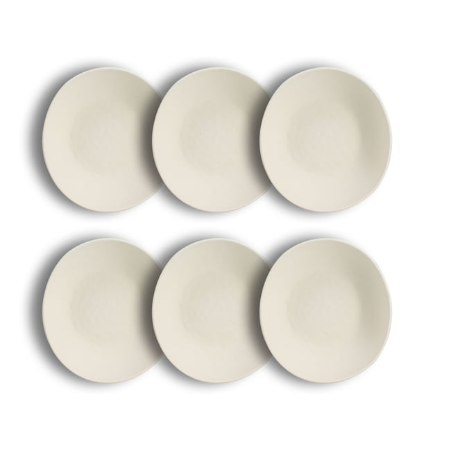 Lot de 6 assiettes creuses en grès 21cm, SNOWSTACK Couleur blanc <span itemprop=