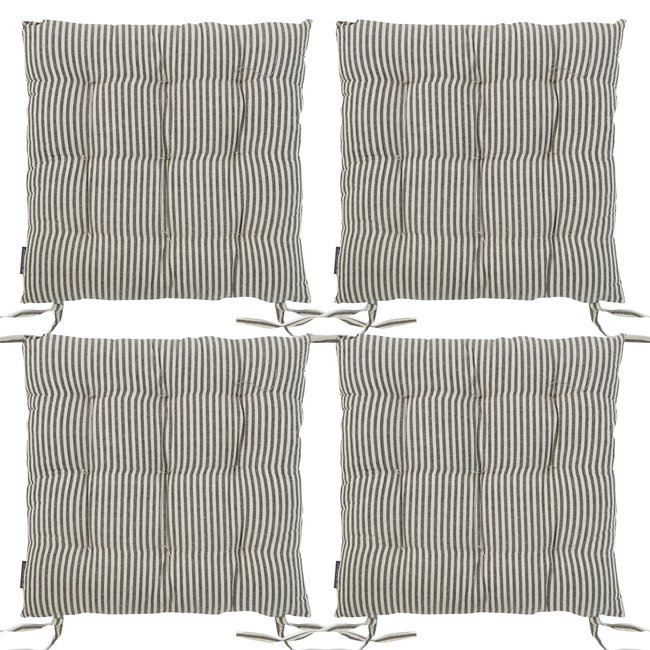 Galettes de chaise rayées en coton OSLO - Lot de 4 - MAGMA HEIMTEX