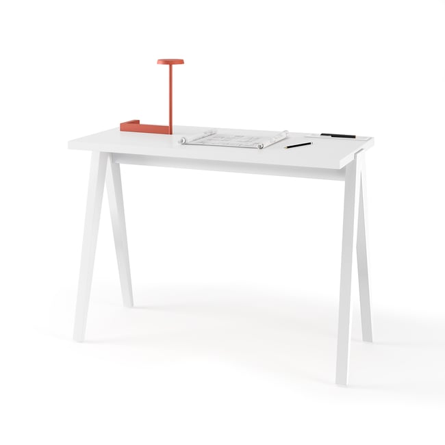 Bureau en placard et hêtre cérusée, COLMAR Couleur blanc <span itemprop=