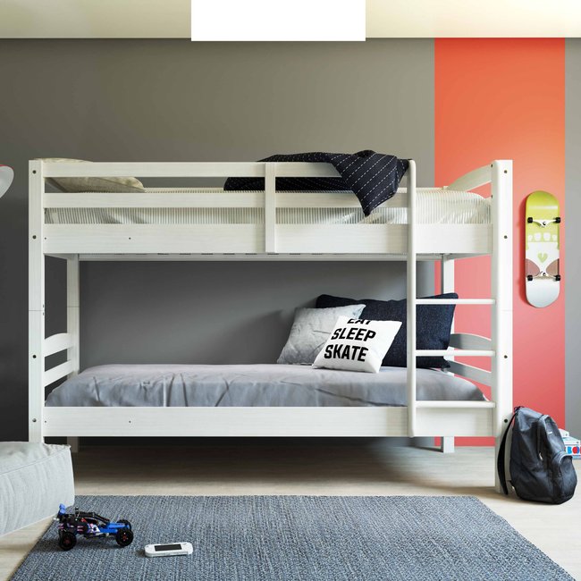 Lit superposé en bois massif séparable Couleur blanc <span itemprop=