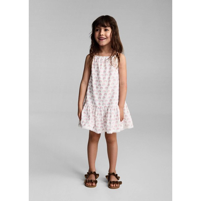 Robe bretelles broderie florale blanc <span itemprop=