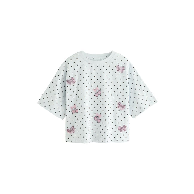T-shirt orné de perles bleu <span itemprop=