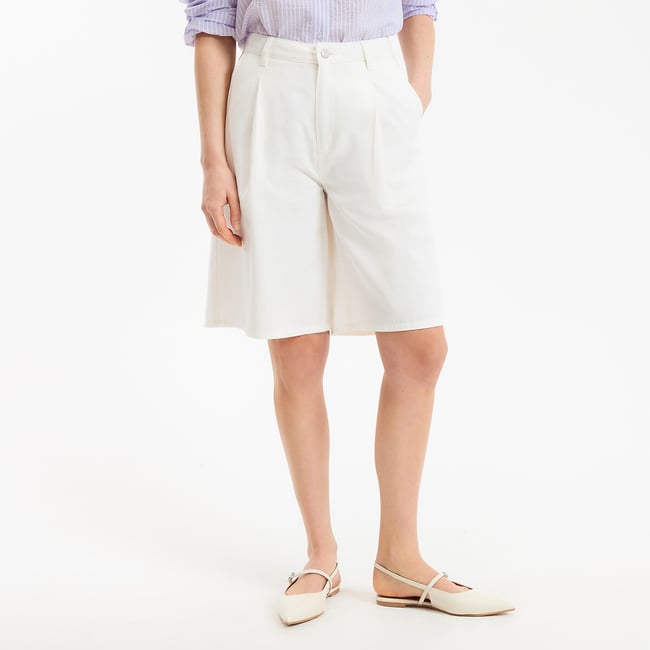 Bermuda con pinces in cotone e lyocell - LA REDOUTE COLLECTIONS